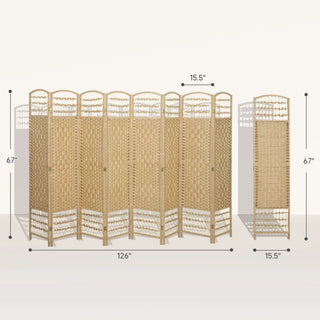 Sunvega 6 Panel Folding Privacy Screen with Removable Shelves and Hinged Design