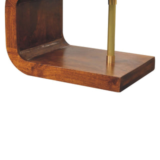 Sunvega Solid Mango Wood Modern Art End Table with 2 Brass Bars