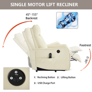 Sunvega Single Motor Power Lift Recliner Chair with Massage and Heat for Elderly