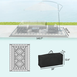 Sunvega Reversible Outdoor Rug with Protective Coating and Strap Stakes for Patio