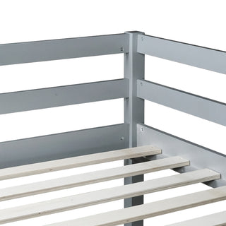Sunvega Espresso Rubber Wood Low Height Loft Bed with Ladder for Bedroom