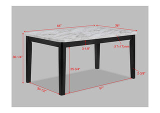 Sunvega Transitional Dining Table with Faux White Marble Top and Black Wood Base