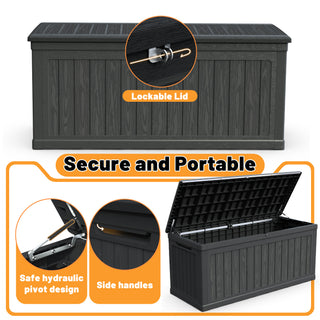 Sunvega XXL 260 Gallon Large Outdoor Storage Deck Box with Lockable Waterproof Resin