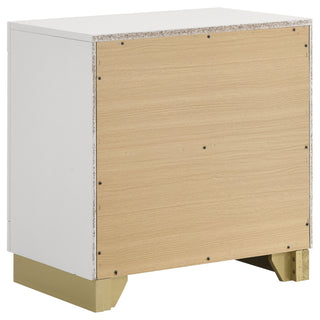 Sunvega Modern Black Nightstand with Two Drawers and Gold Accents