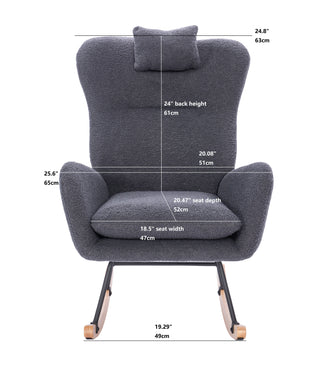 Sunvega Soft and Thick Upholstered Nursery Rocking Chair with High Backrest