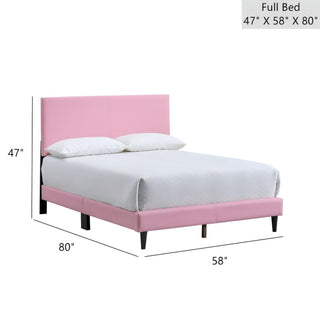 Sunvega White Faux Leather Upholstered Queen Bed with Adjustable Headboard