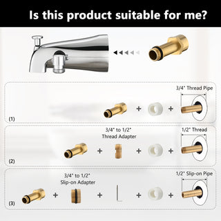 Sunvega Lift-Up Diverter Bathtub Faucet with 6 Settings Handheld Shower in Chrome