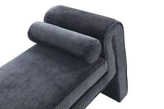 Sunvega Modern Glam Accent Bench with Chenille Upholstery and Bolster Pillows