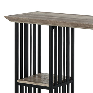 Sunvega Oak and Sandy Black 2-Shelf Counter Height Table with Slatted Metal Base
