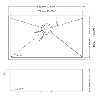 Sunvega 16 Gauge T304 Stainless Steel Undermount Kitchen Sink with Drain Assembly