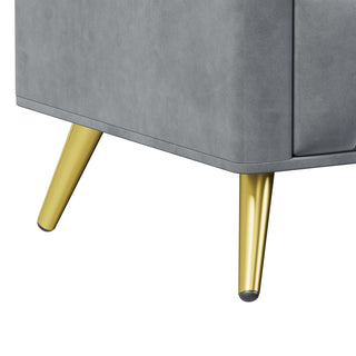 Sunvega Upholstered Velvet Nightstand with Marbling Worktop and 3 Spacious Drawers