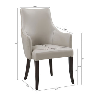 Sunvega Modern Dining Armchair in Light Gray with Leatherette and Velvet Upholstery