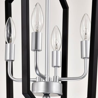 Sunvega 4-Light Matte Black and Gold Modern Industrial Chandelier for Dining Room