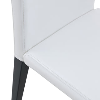 Sunvega Black PU Dining Chairs with Silver Metal Legs and High Elasticity Sponge Filling for Living Room