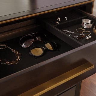 Sunvega Modern Retro Smoked Peppercorn Eight-Drawer Dresser with Ample Storage