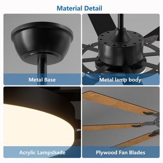 Sunvega 52 Inch Windmill Ceiling Fan with Lights Remote 8 Blades 6-Speed DC Motor