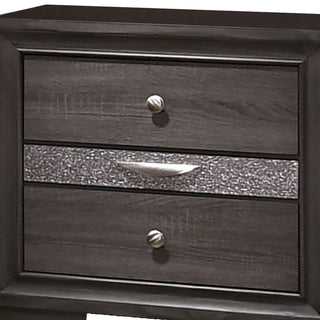 Sunvega Contemporary Gray Nightstand with 2 Drawers and Jewelry Storage