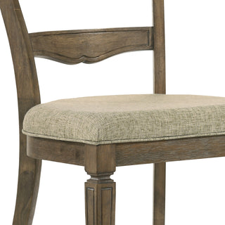 Sunvega Weathered Oak Side Chairs with Gray Upholstered Seats in Black Finish