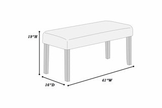 Sunvega Modern Upholstered Dining Bench with Soft Fabric Seat and Tapered Black Wood Legs