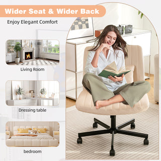 Sunvega Adjustable Ergonomic Armless Office Chair with Plush Linen Upholstery