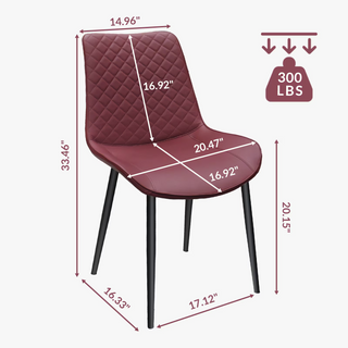 Sunvega Modern PU Leather Dining Chairs Set of 2 with Metal Legs Waterproof