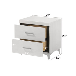 Sunvega White Finish Wood Nightstand with Dovetail Drawer and Metal Glide