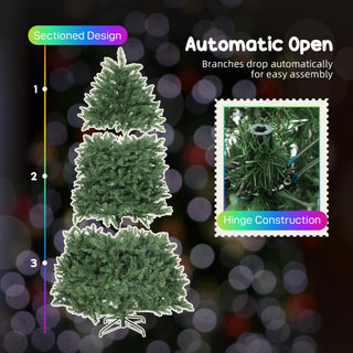 Sunvega Pencil Artificial Xmas Tree with Faux Snow Flocked Full Branch Tips Flame-retardant