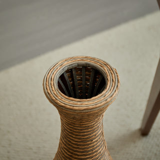 Sunvega Hand-Woven PVC Rattan Vases Set of 3 Brown Farmhouse Floor Decor