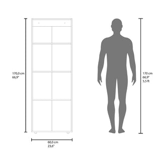 Sunvega White Three-Door Armoire with Three Shelves for Bedroom