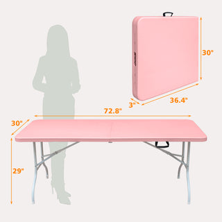 Sunvega 8ft Pink Folding Table with Waterproof Top and Foldable Design for Camping