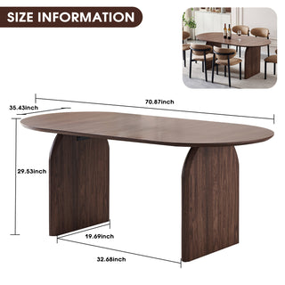 Sunvega Modern Oval Wooden Dining Table with Double-Column Design for Living Room