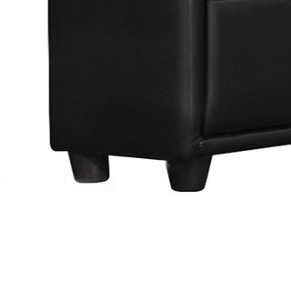 Sunvega Black Faux Leather Chest with 5 Smooth Gliding Drawers on Tapered Legs