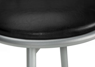 Sunvega Set of 2 Contemporary Barstools with Swivel Grey Metal and Black Leather Look