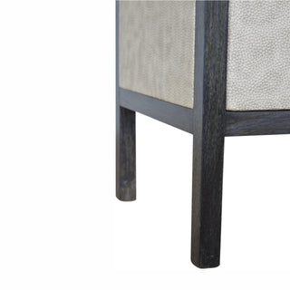 Sunvega Modern Ash Black Faux Leather Nightstand with Three Shiny Knobs