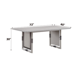 Sunvega Modern Natural Finish Dining Table with Double Pedestal Base
