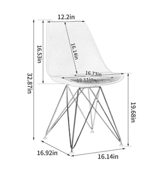 Sunvega Modern Dining Chairs with Golden Steel Legs and Plastic Seat Set of 4 Grey