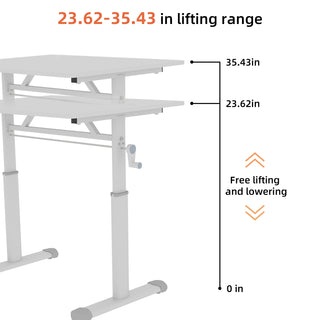 Sunvega Height Adjustable Hand Crank Sit Stand Home Office Desk for Study Room