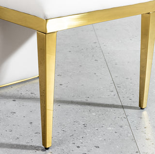 Sunvega Modern High Back PU Dining Chairs Set of 2 with Gold Stainless Steel Frame
