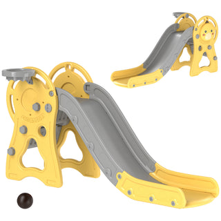 Sunvega 3-in-1 Indoor Slide with Basketball Hoop Climber and Duck Pattern for Toddlers