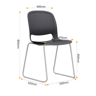 Sunvega Modern Stacking Chairs Set of 4 with Ergonomic Curved Backrest and Steel Frame