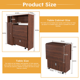 Sunvega Multifunctional Folding Dining Table with Wall-Mounted Sideboard and Storage