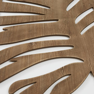 Sunvega Monstera Leaf Design Two-Tone Wood Wall Art Panel Set of 2