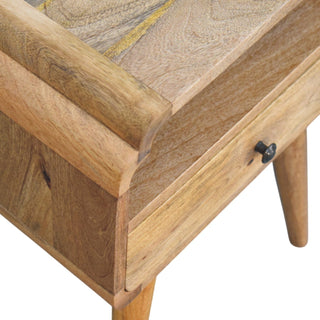 Sunvega Solid Mango Wood Nightstand with Drawer and Shelf in Oak-ish Brown