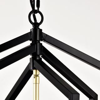 Sunvega 4-Light Matte Black and Gold Modern Industrial Chandelier for Dining Room