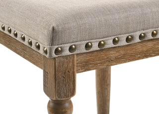 Sunvega Beige Fabric Weathered Oak Finish Counter Height Stool Set of 2