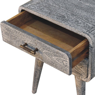 Sunvega Sandblasted Ash Curved Bedside with Brass Handles and Nordic-Style Legs