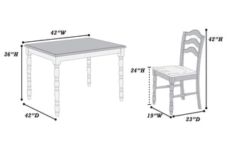Sunvega Contemporary White and Oak Square Dining Table with 4 Ladder Back Chairs