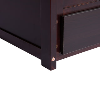 Sunvega Twin Size Pine Wood Bed with Headboard, Footboard, Trundle, and Three Storage Drawers