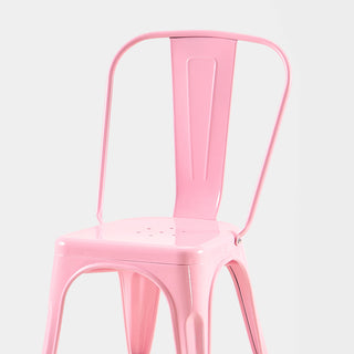 Sunvega High Gloss Pink Metal Dining Chairs Set of 4 with 18 Inch Seat Height