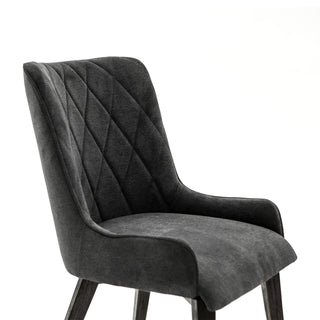 Sunvega Alana Charcoal Upholstered Dining Chairs with Acacia Wood Legs Set of 2